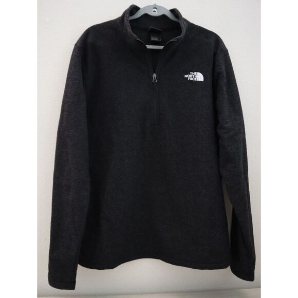 The North Face Men's Sz Large Black Jacquard Fleece Cap Rock 1/4-Zip Pullover - Picture 1 of 9